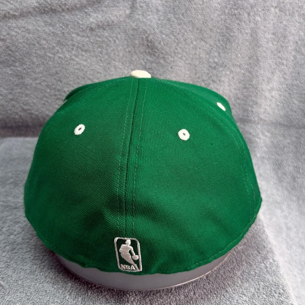 Boston Celtics Adidas Fitted Hat 7 1/2 Green Cream Flat Bill NBA Wool Cap